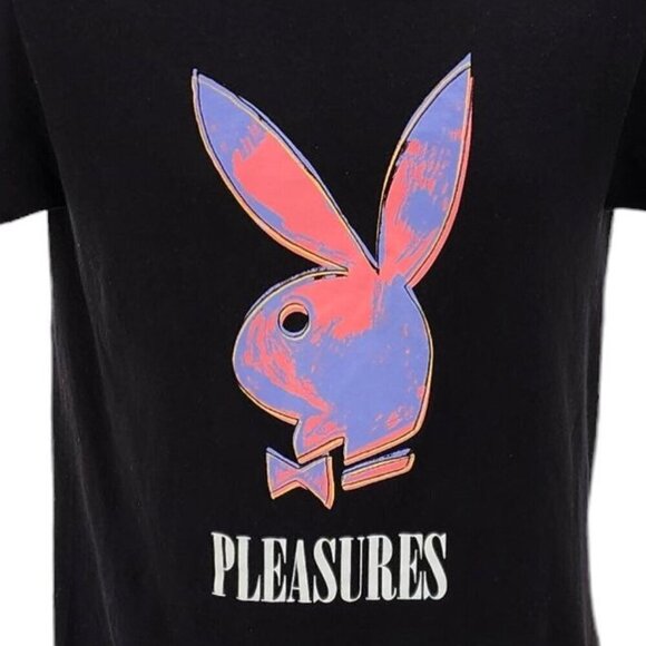 Playboy X Pleasures Playboy Bunny Logo Neon Graphic Black T-Shirt Mens Small - Picture 4 of 5